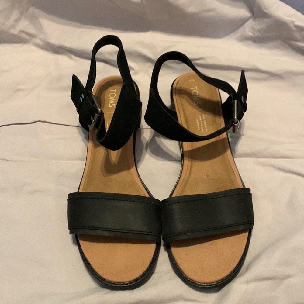 TOMS Black Low Heeled Sandal